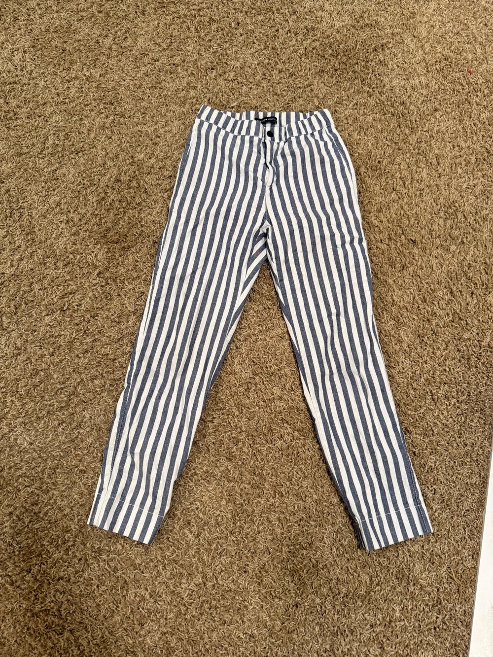 Brandy Melville Navy and White Vertical Stripe Chinos